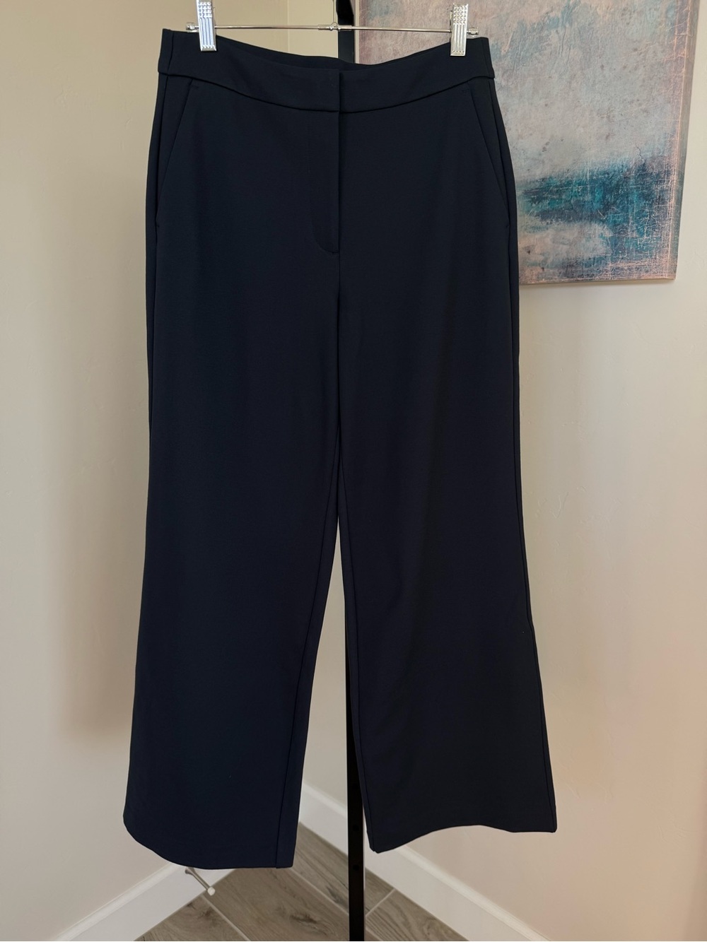 NEW Quince Ultra Stretch Ponte Wide Leg Trouser Pants Navy Size 10 Office Work - Picture 2 of 7